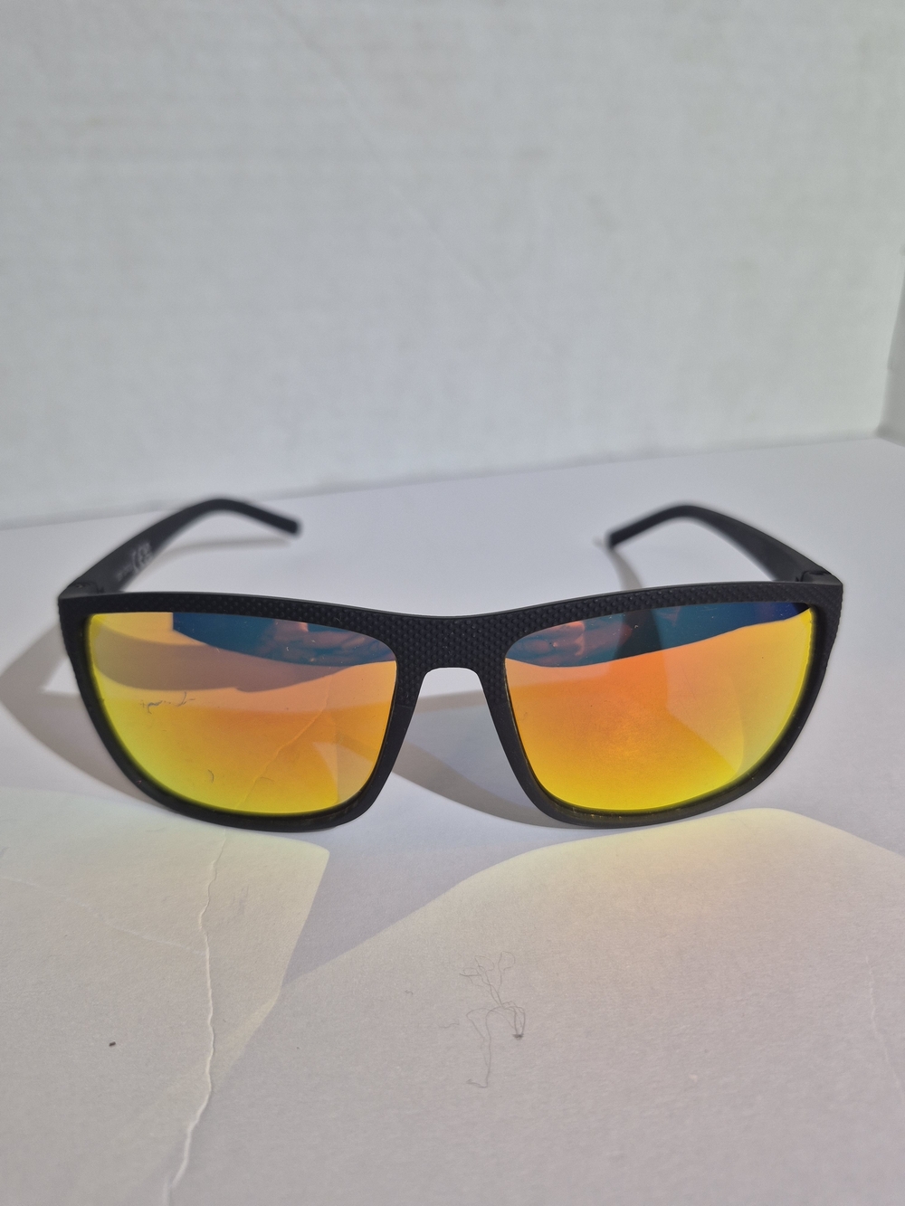 Men's Black Polarized Sunglasses with Orange Mirror Lenses